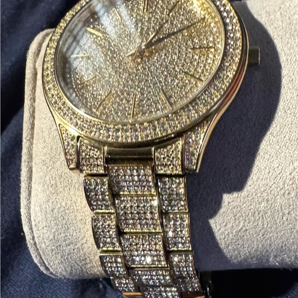 Like NEW! Michael Kors gold-tone “Slim Runway” Pave’ series! Originally $495!!! - Picture 2 of 10